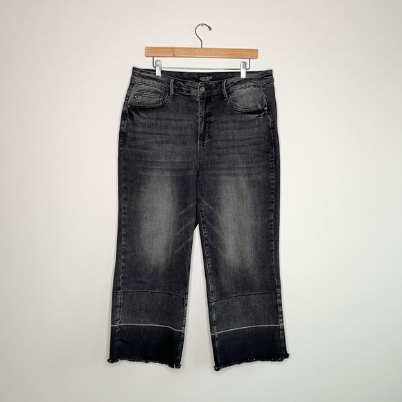 Judy Blue Wide Leg Crop Knoxville High Rise Gray Released Hem Denim Jeans 16W - Picture 4 of 13